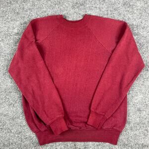Unbranded Sweatshirt Mens Size L Burgundy Red Raglan Sleeve Made in USA Vintage